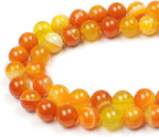 MJDCB Natural Stone Beads Orange Stripe Agate Round Loose Beads by MJDCB