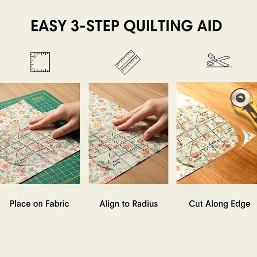 Curved Corner Cutter Quilting Ruler, Acrylic Patchwork Quilting Templates Tools - Image 5
