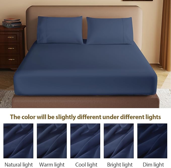 100% Egyptian Cotton Fitted Sheet Queen Size, 600 Thread Count, Soft & Elastic - Image 9