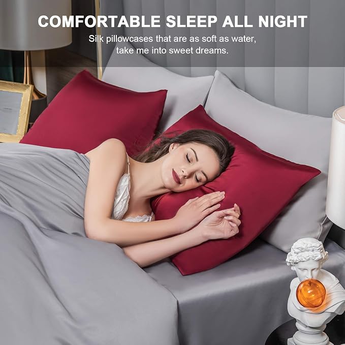 Mulberry Silk Pillowcase for Hair and Skin, King Size Cooling Silk Pillow Case - Image 4