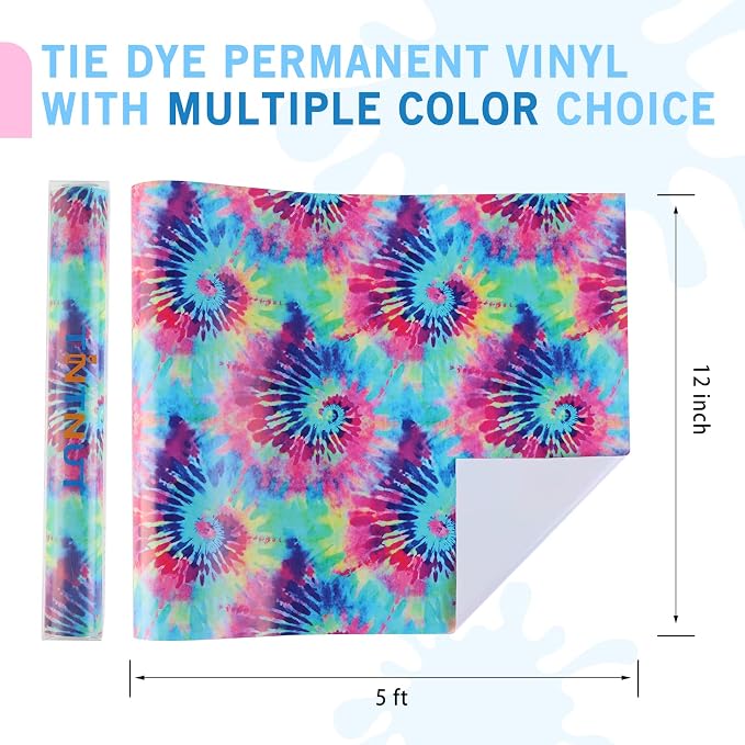 Tintnut Tie Dye Permanent Vinyl Roll 12in x 5ft Purple Red Adhesive Vinyl | - Image 2