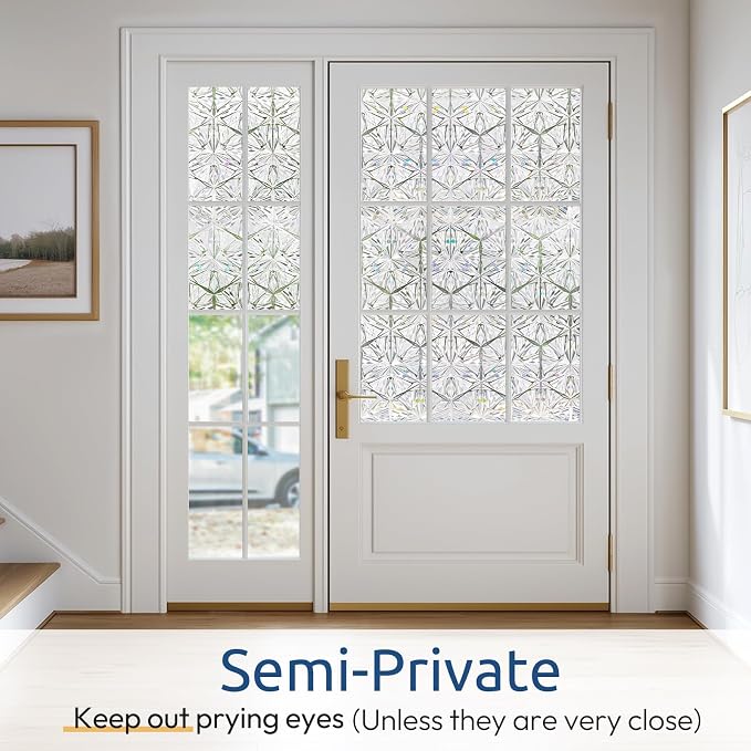 rabbitgoo Window Privacy Film, Diamond Pattern, 23.6" x 157.4" | Stained Glass - Image 4