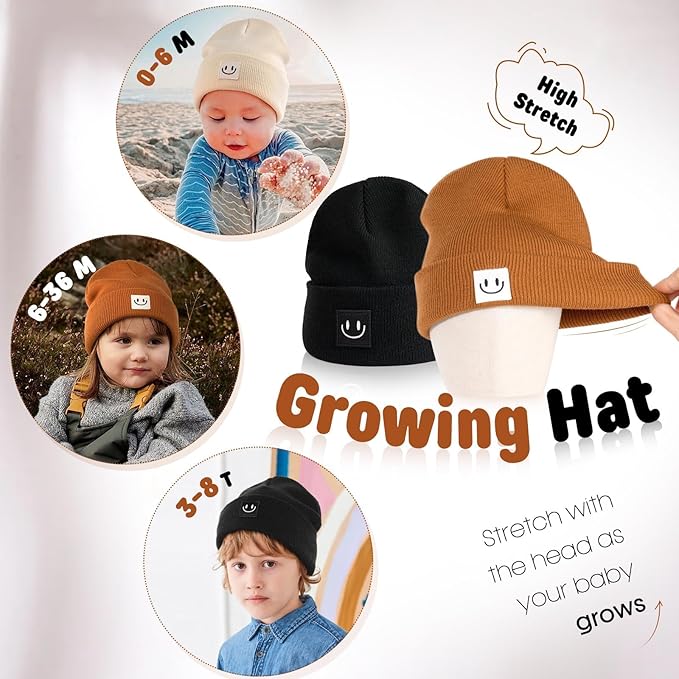 FURTALK Baby Beanie Cute Toddler Winter Hat Knit Boys Girls Warm 2 Pack Kids Embroidered Beanies Cap for 0-8 Years