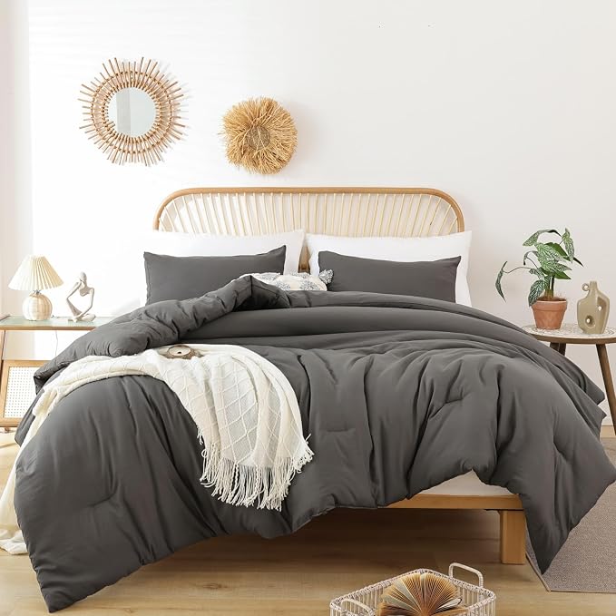 ROSGONIA Alaskan King Comforter 136x120, Charcoal Gray, 1 Extra Large King Size by ROSGONIA