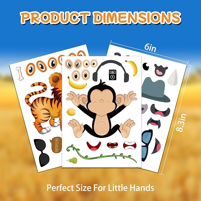 Aowplc 48 Make A Safari Animal Sticker Sheets - Image 5