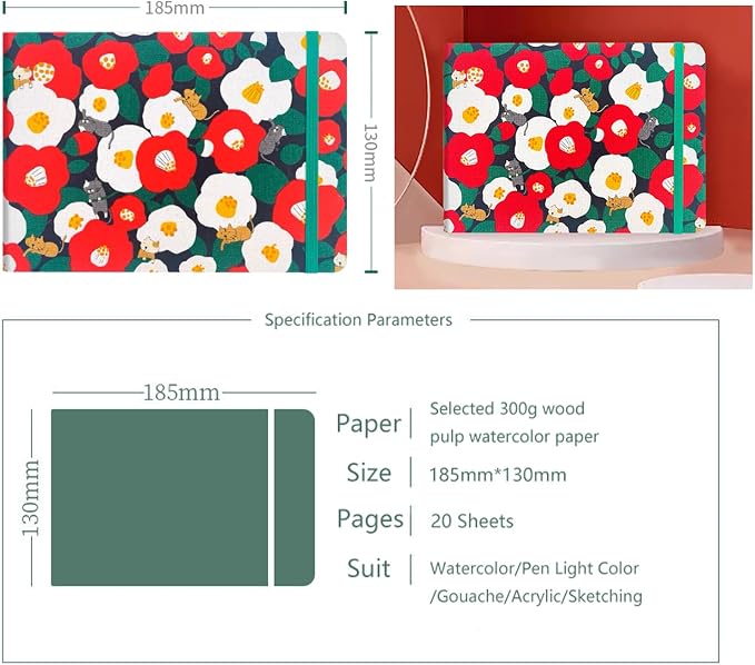 Handmade Watercolor Journal, 140lb/300gsm, Cold Press, 20 Sheets/40 Pages - Image 2