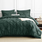 CozyLux Queen Comforter Set Forest Green, 7 Pieces Pintuck Bed in A Bag - Image 7