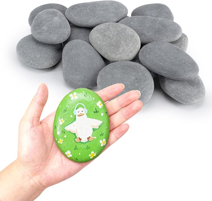 Simetufy 15Pcs Rocks for Painting, Large 3-4 Inch Natural River Stones by Simetufy