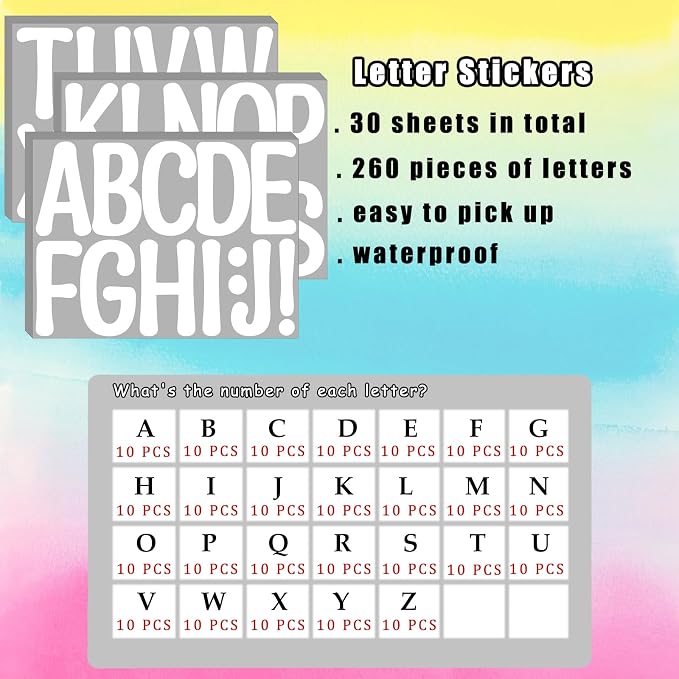 Bemeol 30 Sheets Large Letter Stickers 4 Inch Alphabet Letter Stickers Self - Image 2