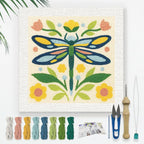 DOODLREAM Floral Dragonfly DIY Punch Needle Embroidery Kit by Doodlream