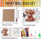 Cross Stitch Kits For Adults Beginners, Highland Cattle Stamped Cross Stitch - Image 3