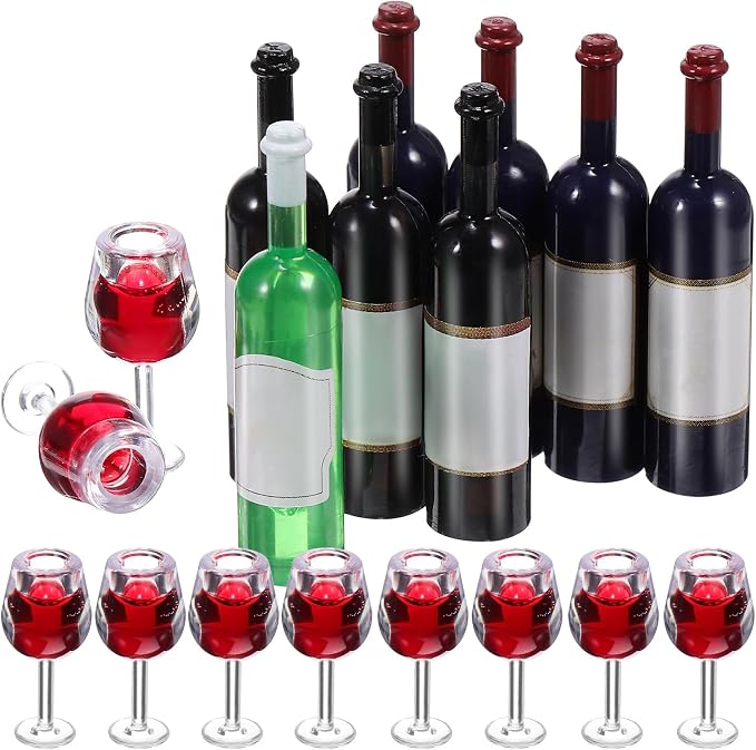 Homoyoyo Miniature Wine Glasses and Bottles Set 18pcs by Homoyoyo