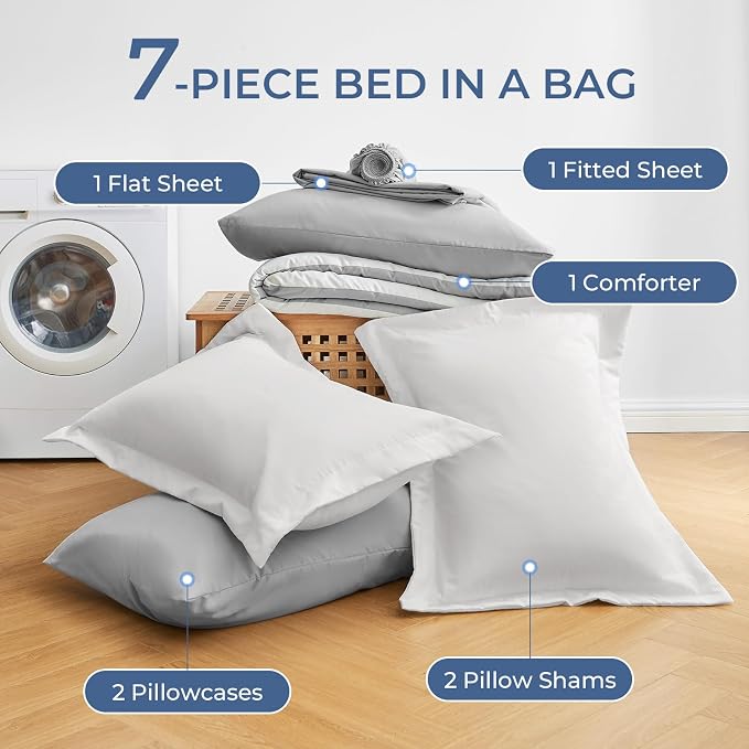 Sasttie Oversized Queen Comforter Set, 7 Pieces Reversible Bed in a Bag - Image 6