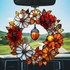Autumn Floral Wreath Acrylic Suncatcher Stained Glass Effect Window Car Hanging - Image 5