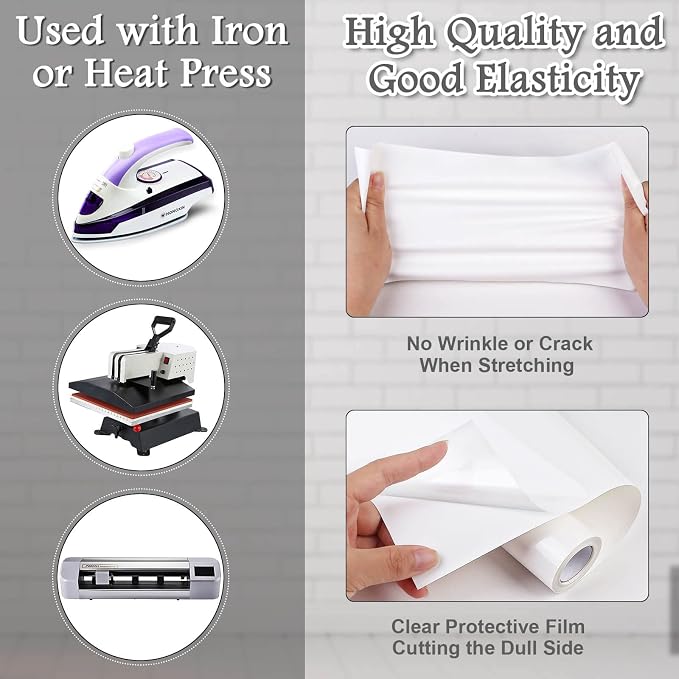 Flasoo Heat Transfer Vinyl Rolls, Compatible - Image 5