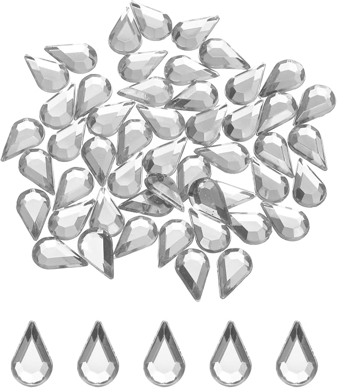 MECCANIXITY 50PCS Flat Back Acrylic Teardrop Gems 6x10mm Artificial Rhinestones by MECCANIXITY