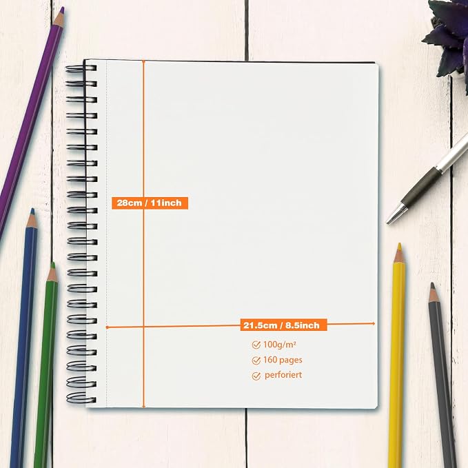 Joibabe Sketch Book 9" x 11"，2 Pack 80-Sheets，Double-Sided Hardbound Sketchbook - Image 4