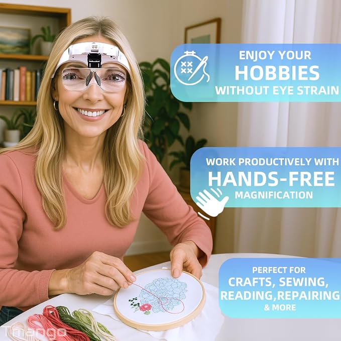 Rechargeable Lighted Headband Magnifier – Hands-Free Magnifying Tool - Image 2