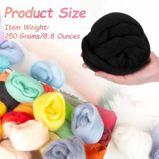 PATIKIL Wool Roving Yarn, 250G/8.8OZ Felting Wool Pure Roving Yarn - Image 2