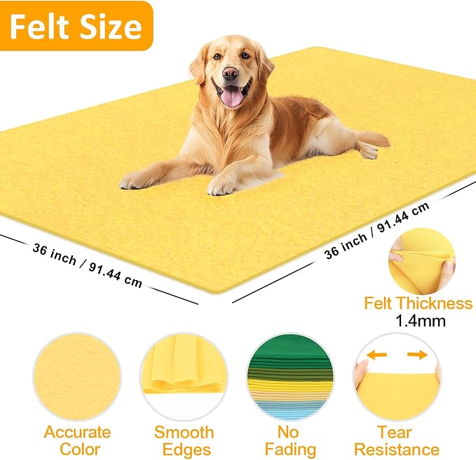 Butter Yellow Felt Fabric Sheet 36" X 36", 1.4mm Thick Large Soft Durable - Image 2