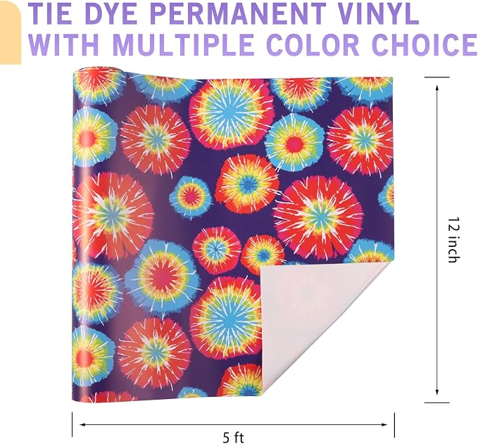 Tintnut Swirl Permanent Vinyl 8 Sheets 12"x10" Tie Dye Adhesive Vinyl | - Image 2