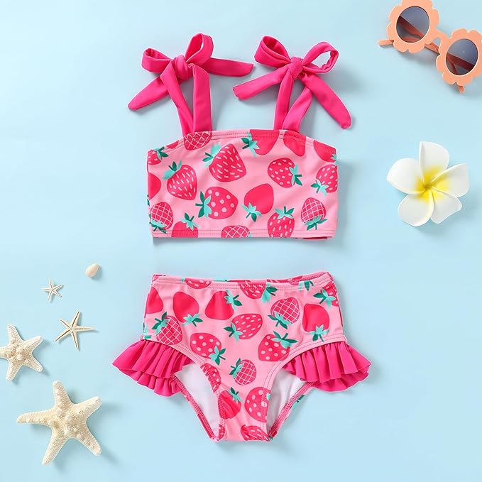 YOUNGER TREE Toddler Girls Two Pieces Swimsuit Color Block Stripe Swimwear Summer Beach Bathing Suit 18M-5T