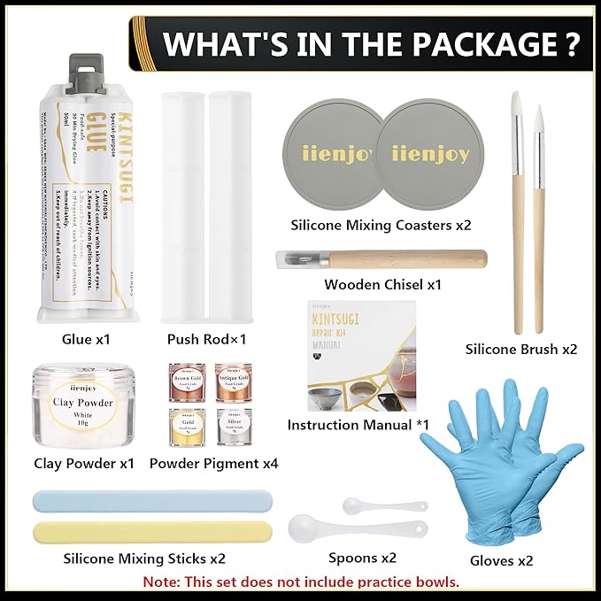 iienjoy Kintsugi Repair Kit, 4 Colors Food Safe Kintsugi Kit Repairs Broken - Image 2