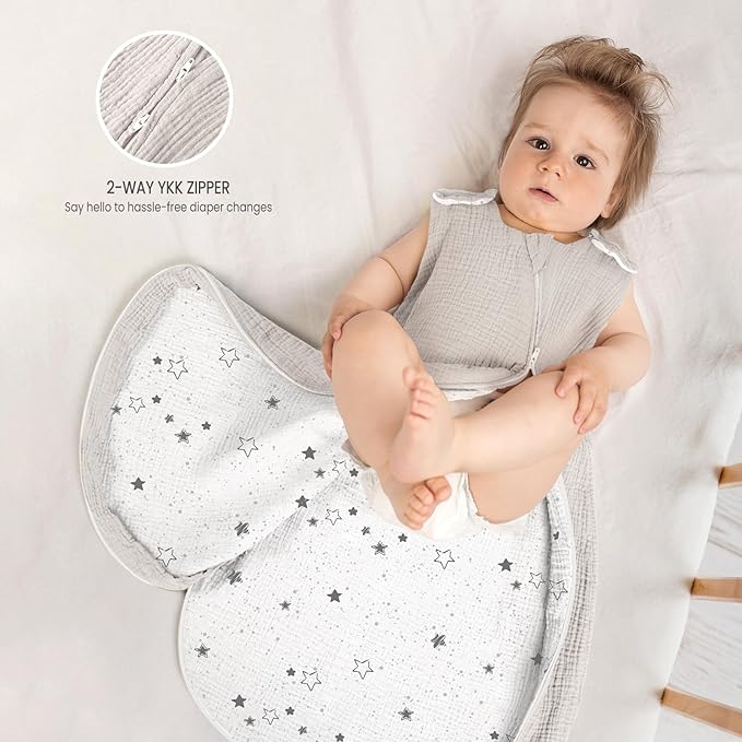 lulumoon Sleep Sack Muslin for Baby: Cotton Wearable Blanket for 9-15 Months - Soft Lightweight Ideal for Nursery Lounge Nighttime Naptime 12-18 Months