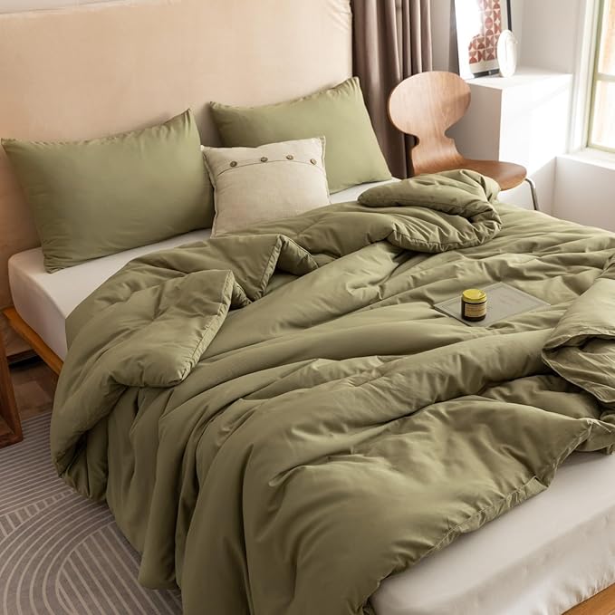 ROSGONIA Queen Comforter Set Olive Green, All Season Lightweight Blanket Quilt by ROSGONIA