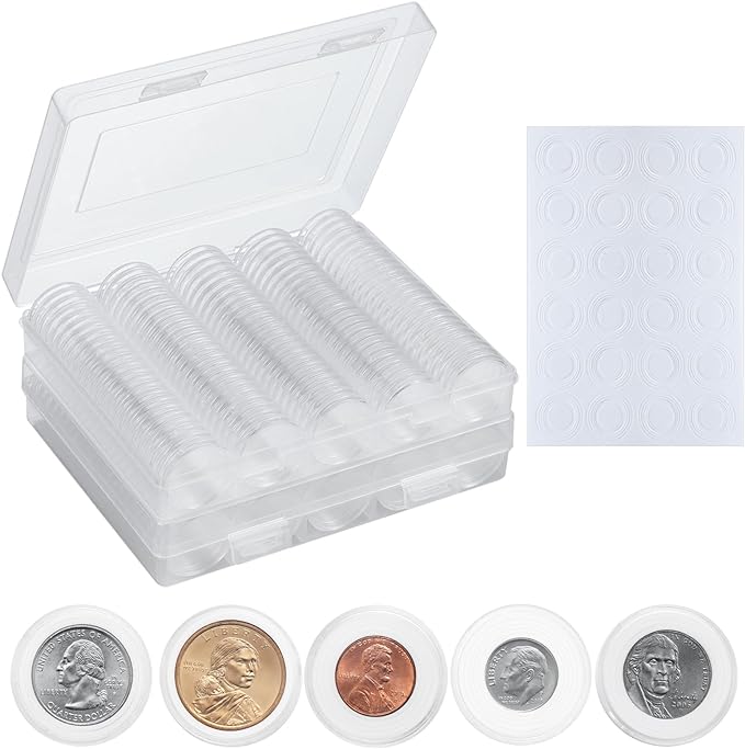 MUQING 240 PCS 30mm Plastic Coin Capsule Holder, 5 Sizes Protect Gasket Coin by MUQING