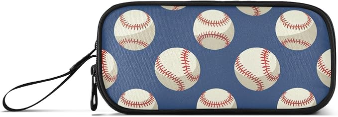 Baseballs Ball Blue Pencil Case Box Boys Girls Large Pencil Pouch - Image 2