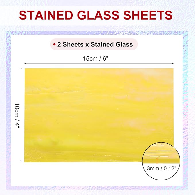 PATIKIL 4 x 6 Inch Transparent Stained Glass Sheets, 2 Sheets Mosaic Glass - Image 2