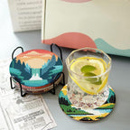 Clendo 8 Pcs Landscape Diamond Art Coasters Kit - Image 5