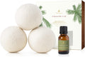 Thymes Wool Dryer Balls Set – Includes 3 Wool Laundry Balls + 1 Scented Laundry Fragrance Oil for Dryer – Eliminate Wrinkles, Static & Lint (Frasier Fir, 0.5 fl oz)