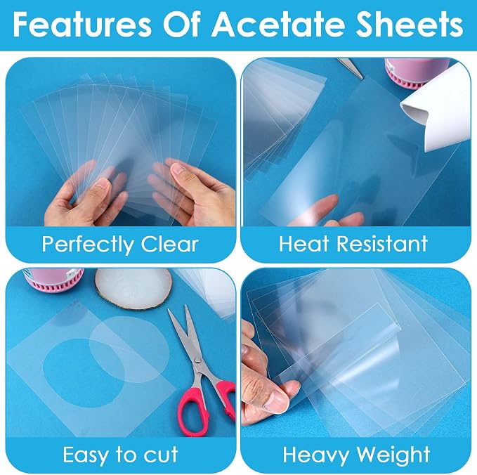 50Pcs Heat Resistant Clear Acetate Sheets, 4.3x6.3 Inch Acetate Sheets - Image 3