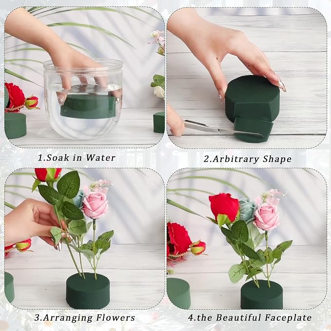 6 Pcs Round Floral Foam Blocks, Artificial Fresh Flower Plant Arrangements Foam - Image 3