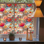 Red Cream Beige Peony Floral Stained Glass Window Films Decorative Double-Side - Image 3