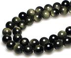 MJDCB Rare Collection Natural Stone Beads Gold Obsidian Round Loose Beads - Image 3
