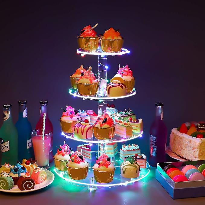 YestBuy 4 Tier Round Cupcake Stand – Premium Cupcake Holder – Acrylic Cupcake - Image 7