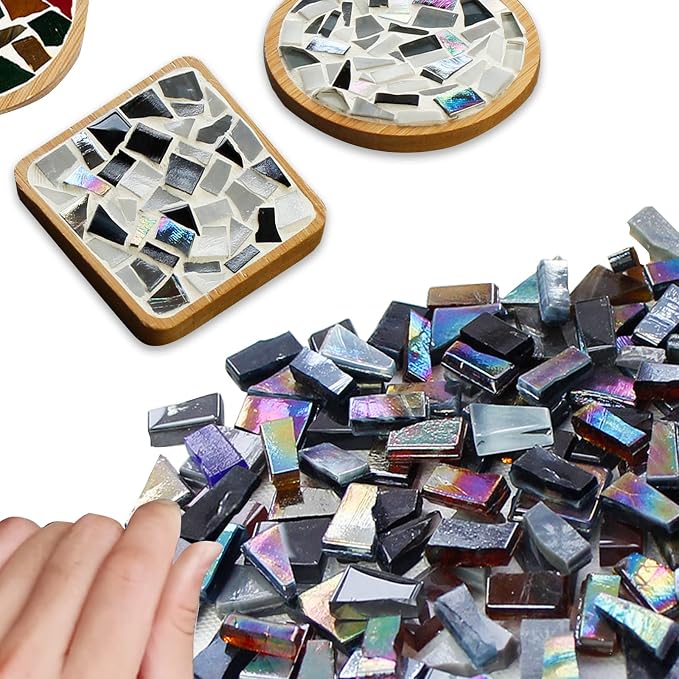 LITMIND Black Mixed Irregular Glass Mosaic Tiles - 9oz Value Pack - Image 2