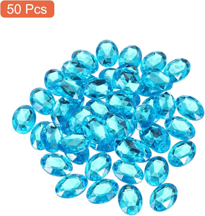 MECCANIXITY 50Pcs Acrylic Oval Gems 13x18 mm Flat Back Artificial Rhinestones - Image 3