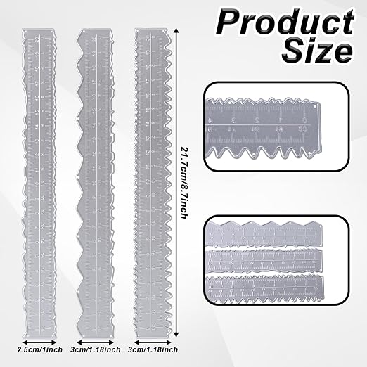 JJUNW 3 Pcs Deckle Edge Ruler Carbon Steel Metal Paper Tearing Ruler Craft Ruler - Image 2