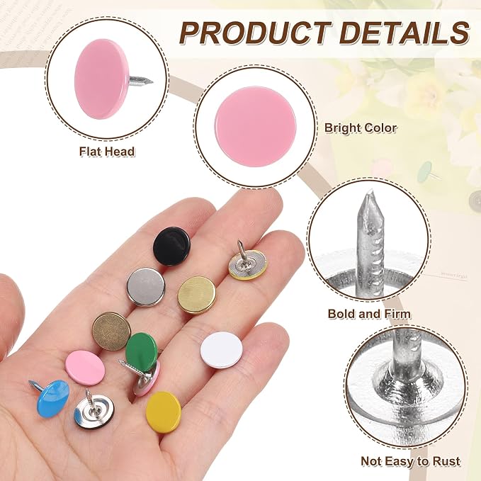 uxcell 150Pcs Upholstery Tacks, 11mmx10mm Flat Head Thumb Tack Decorative - Image 3