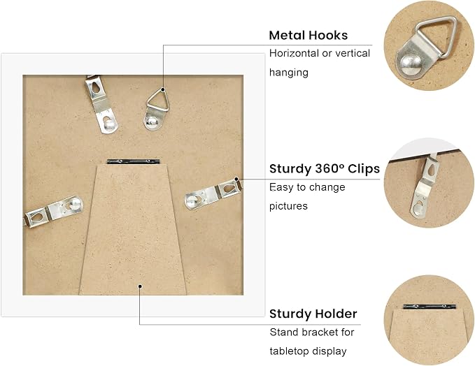 4x4 Picture Frame with Real Glass, Wooden cute 4 x 4 Photo Frame with Wavy Mat - Image 4