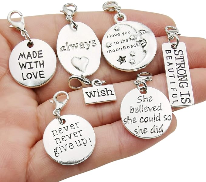 WOCRAFT 20pcs Craft Supplies Handmade Assorted Antique Silver Inspiration Words - Image 2