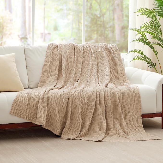 100% Cotton Muslin Blanket 50" x 60", Breathable and Lightweight Cotton Throw - Image 8