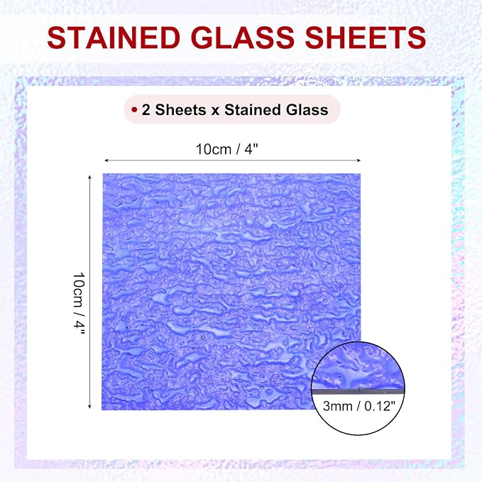 PATIKIL 4 x 4 Inch Transparent Stained Glass Sheets, 2 Sheets Mosaic Glass - Image 2