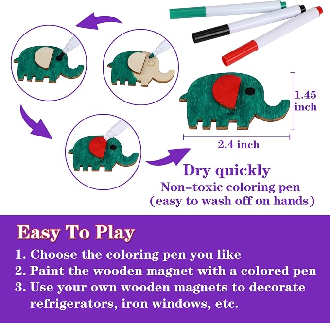 DIY Wooden Magnet 36 Art Craft Supplies Painting Kit - Image 3