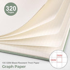EMSHOI Graph Grid Journal Notebook, 320 Pages, A5 Size | Leather Hardcover - Image 3