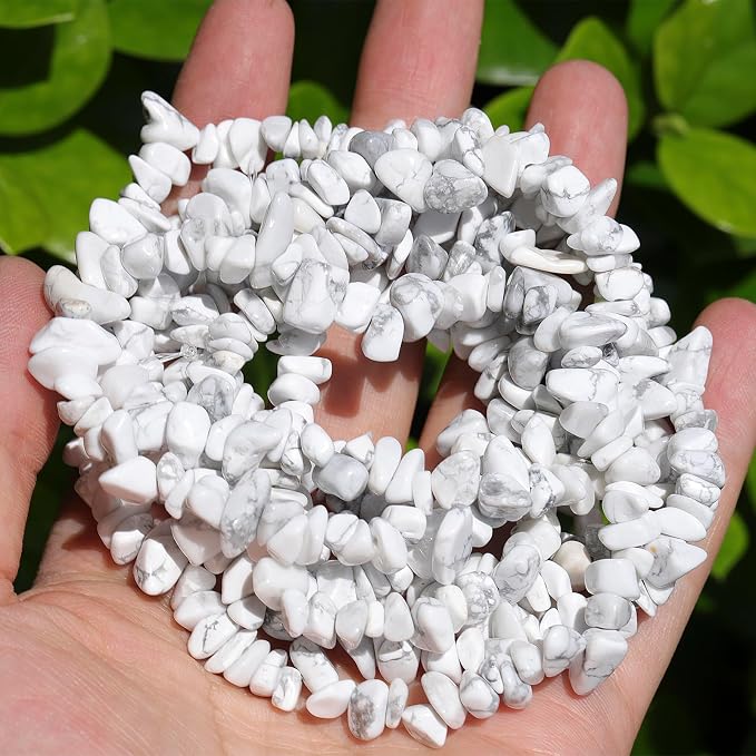 400Pcs 5-8mm Natural White Howlite Chip Stone Beads | Pre-Drilled Irregular by DQJRJTJewelryMakingCraftsSupplies